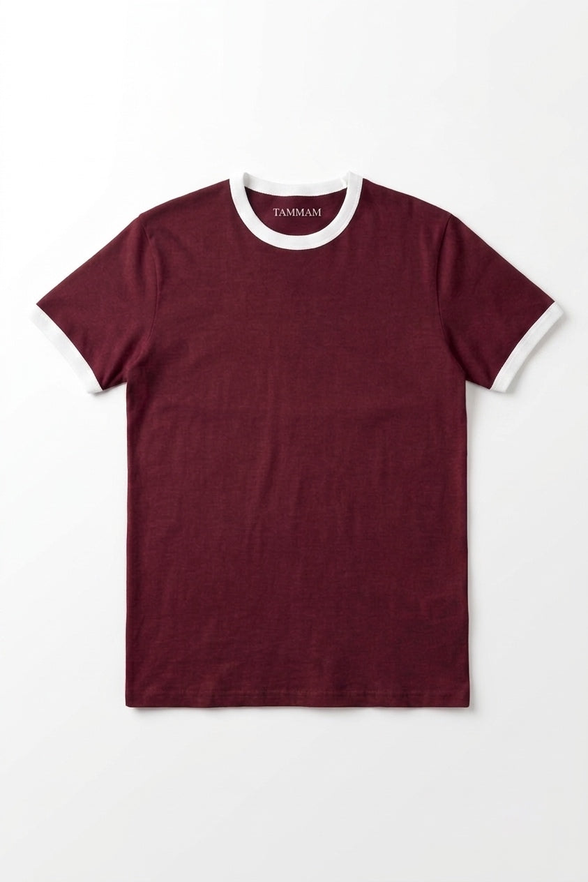 PREMIUM RINGER Burgundy T-SHIRT
