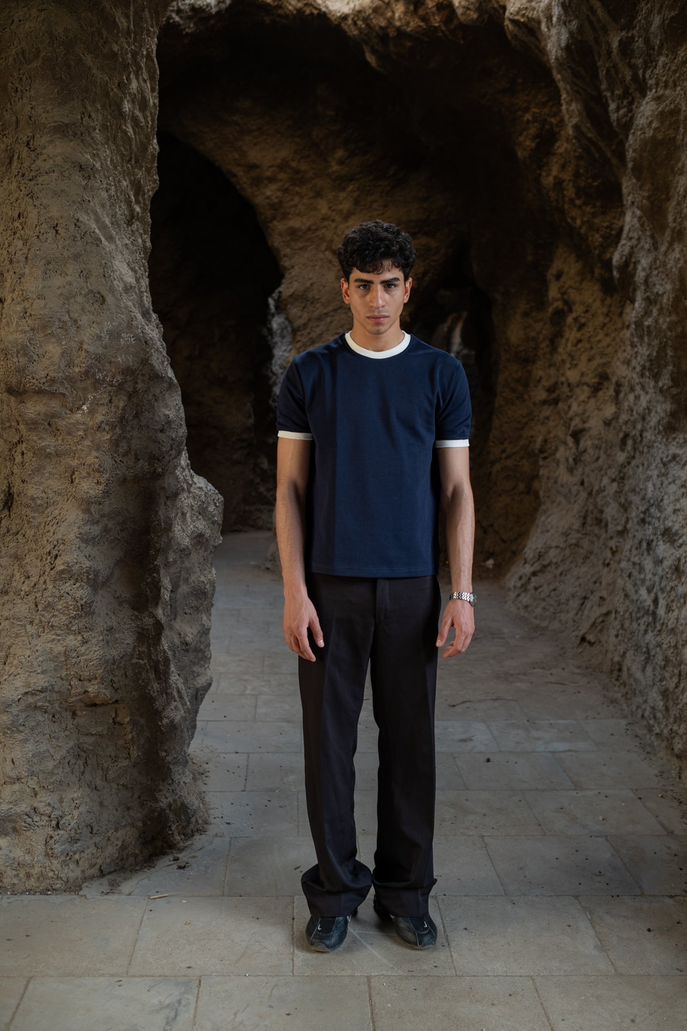 PREMIUM RINGER NAVY T-SHIRT