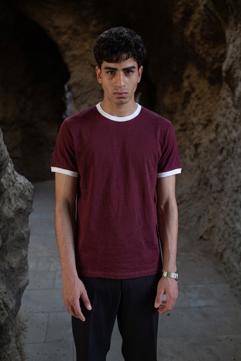 PREMIUM RINGER Burgundy T-SHIRT